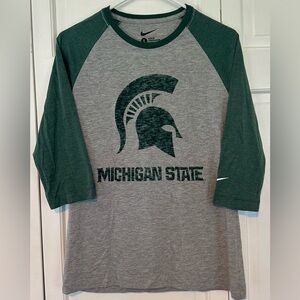Nike Michigan State Spartans Women’s 3/4 Sleeve Size L Slim Fit T Shirt